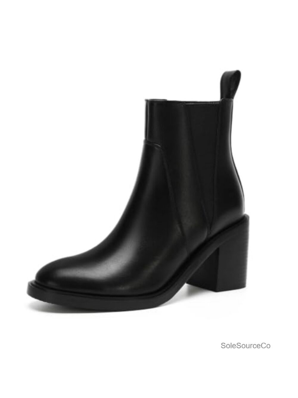 Women's Ankle Boots Thick Sole Chunky Block Heel Round Toe Stretch PU